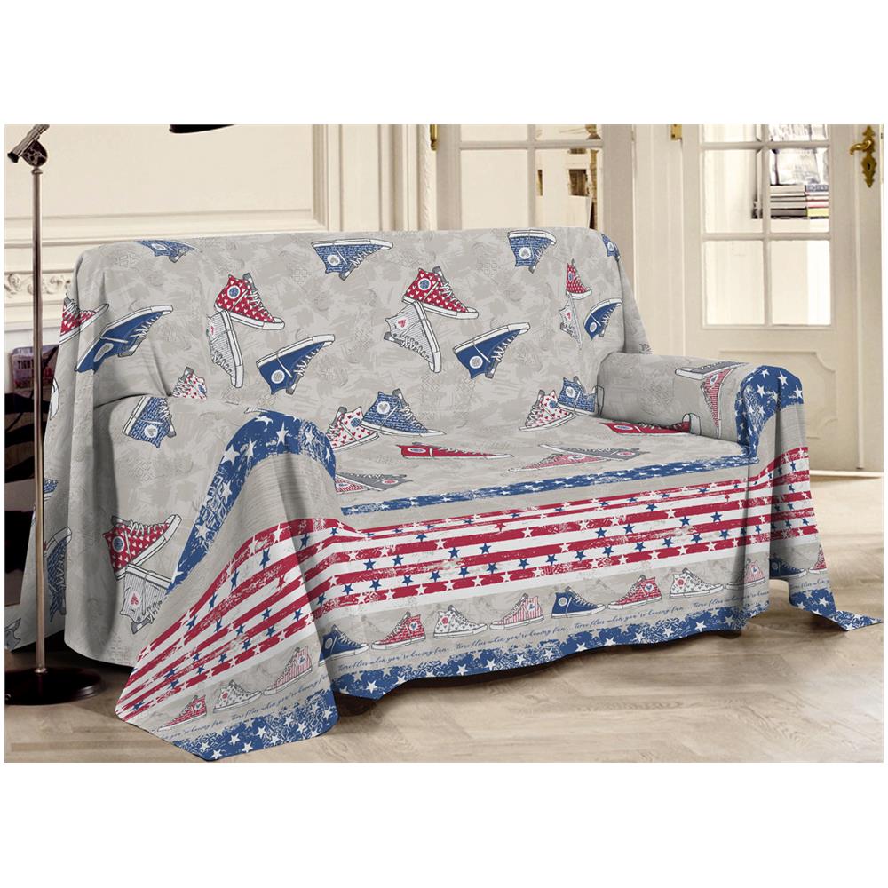 Telo Arredo Linea Pensieri Delicati In Cotone Disegno 80''s Style Blu Singolo Blu - Foto 1