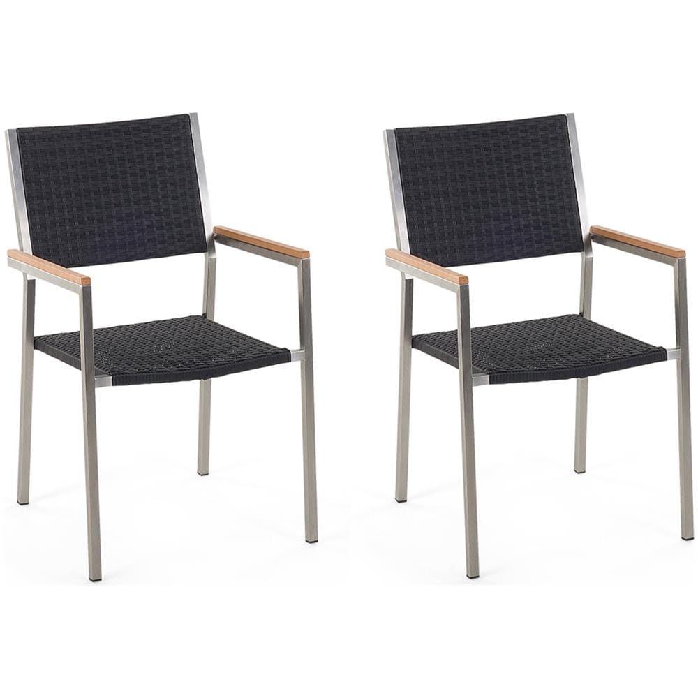 Sedia Da Giardino In Rattan Set Di 2 Acciaio Inossidabile Grosseto - Foto 1