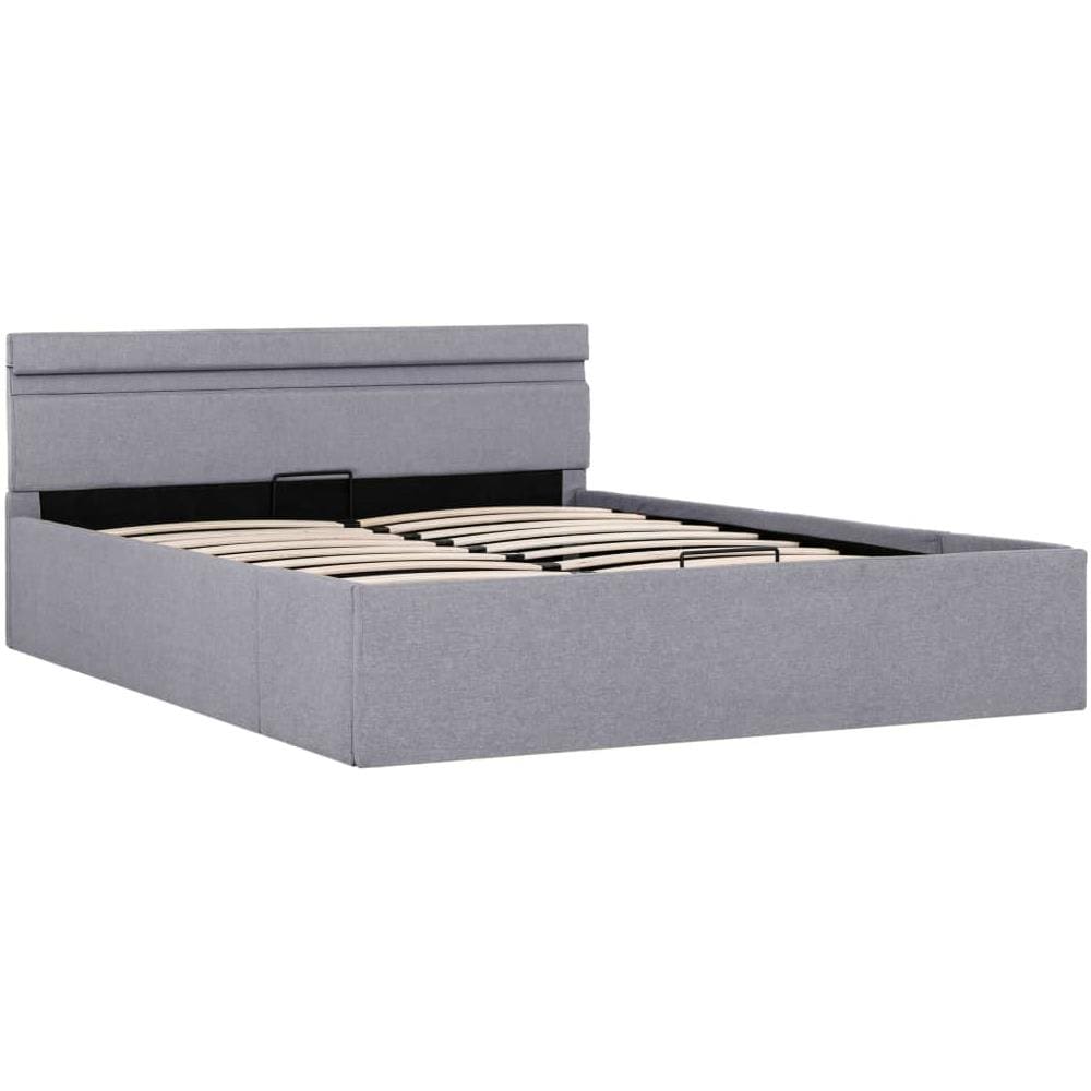 Letto Idraulico Contenitore Led Grigio Chiaro Tessuto 120x200cm - Foto 2