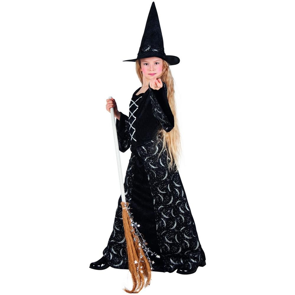 Costume Da Strega Con Lune Per Bambina - Taglia: 4 - 6 Anni (104/116 Cm) - Foto 1