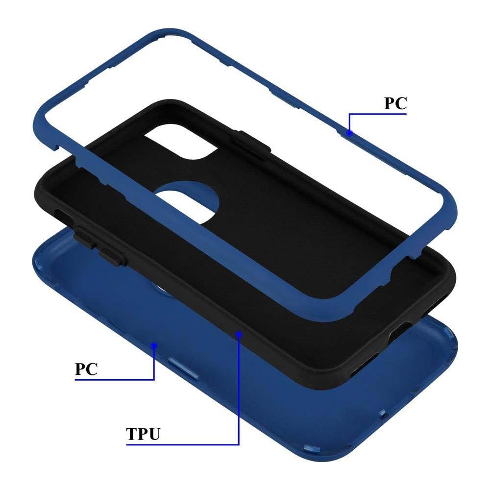 Custodia Compatibile Con Apple Iphone X / Xs In Blu Scuro - Coperchio Protettivo Ibrido Con Silicone Tpu All'interno E 2 Pezzi Di Plastica All'esterno - Foto 8