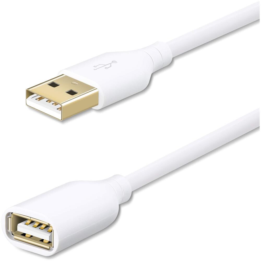10ft 3m Usb 2.0 Extension Cable - Un Maschio Ad Una Femmina Di Ricarica E Cavo Extender Sincronizzazione Usb (10ft Bianco)  - Foto 1