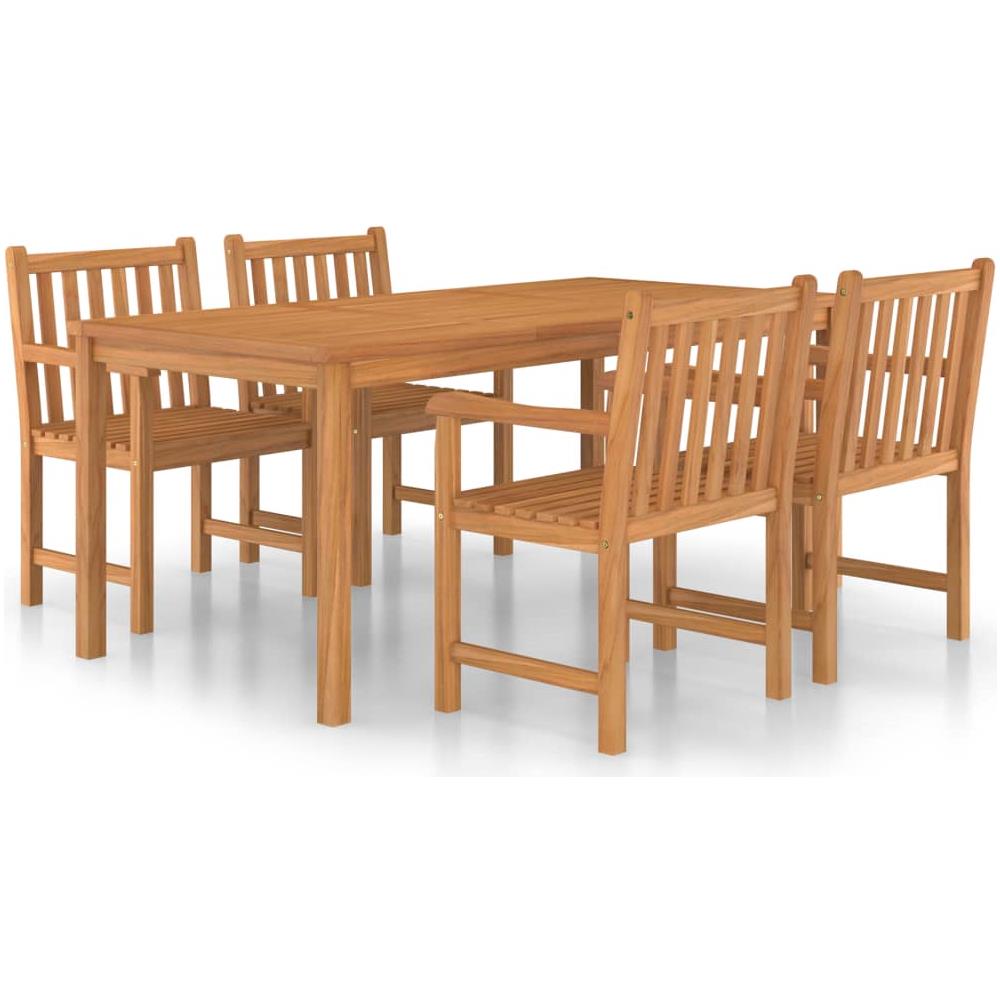Set da Pranzo per Esterni 5 pz in Legno Massello di Teak - Foto 1