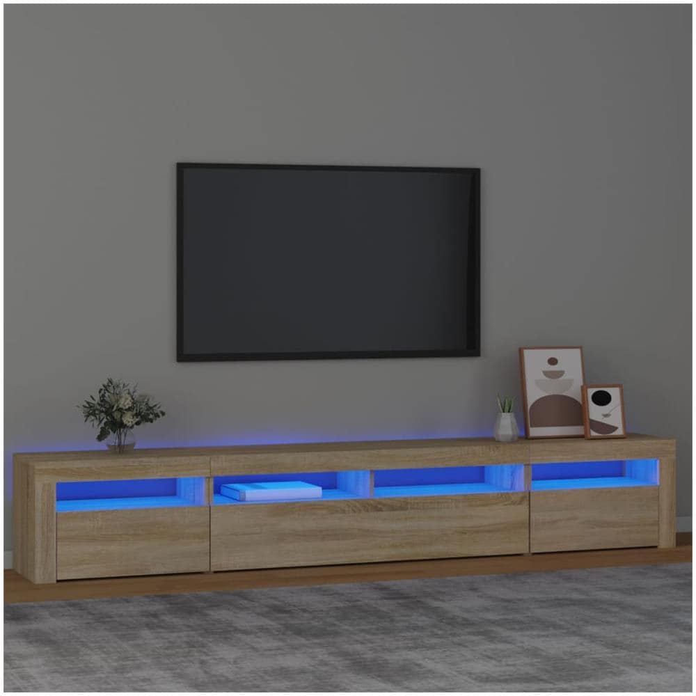 Mobile Porta TV con Luci LED Rovere Sonoma 240x35x40 cm - Foto 1