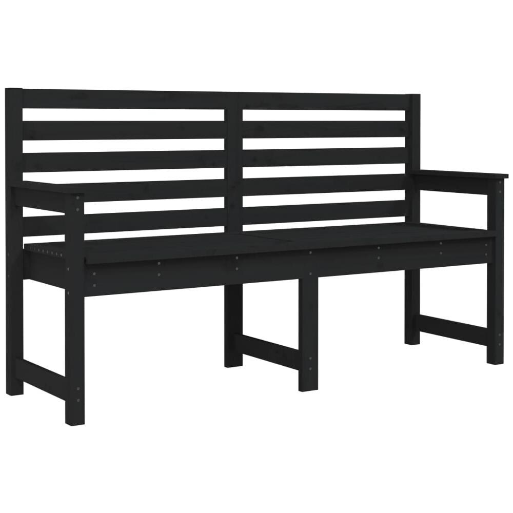 Panca da Giardino Nera 159,5x48x91,5 cm Legno Massello di Pino - Foto 2