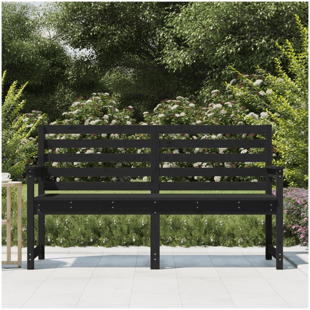 Panca da Giardino Nera 159,5x48x91,5 cm Legno Massello di Pino - Foto 3