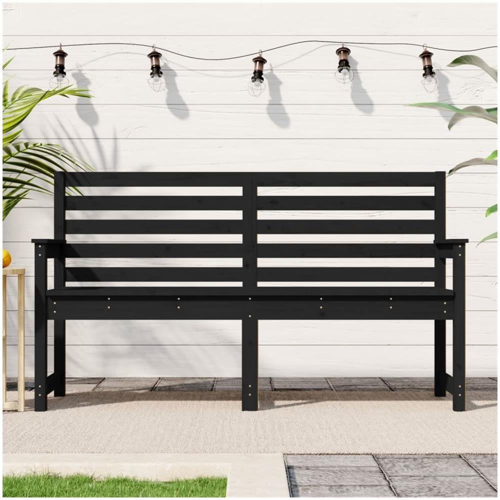 Panca da Giardino Nera 159,5x48x91,5 cm Legno Massello di Pino - Foto 1