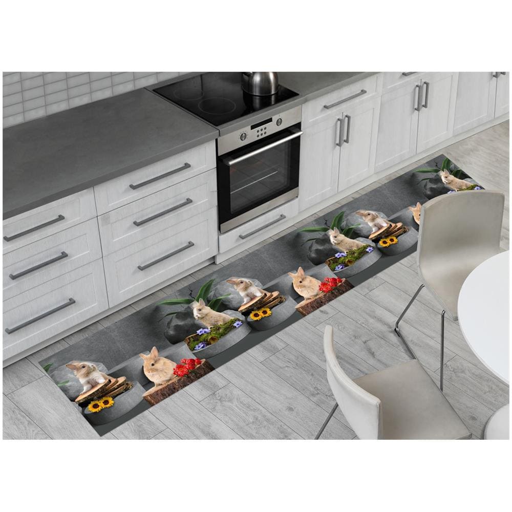 Tappeto Passatoia Cucina Antiscivolo Sottolavello Digitale Disegno Coniglietti 50x140 Coniglietti - Foto 1
