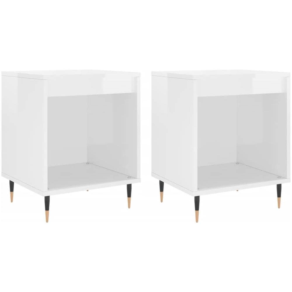 Comodini 2pz Bianco Lucido 40x35x50 Cm In Legno Multistrato - Foto 2