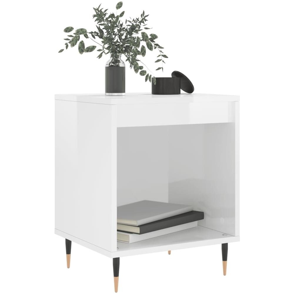 Comodini 2pz Bianco Lucido 40x35x50 Cm In Legno Multistrato - Foto 3