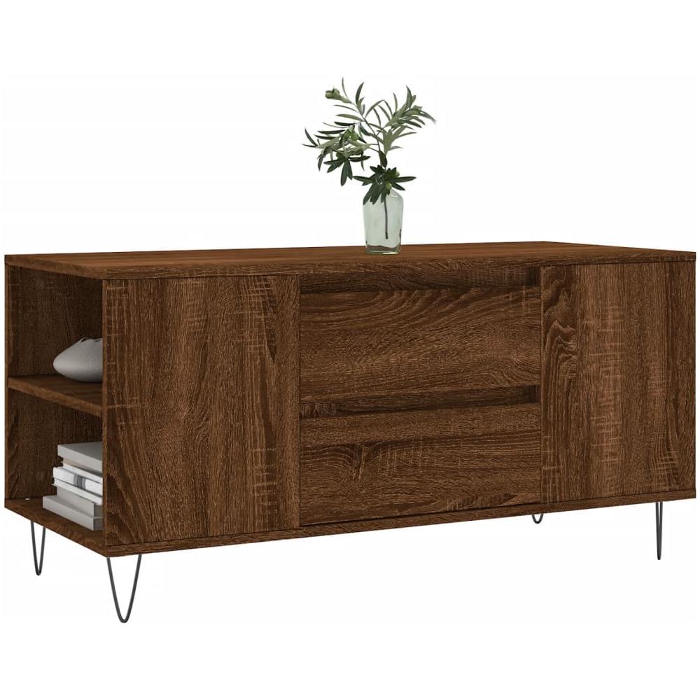 Tavolino Salotto Rovere Marrone 102x44,5x50cm Legno Multistrato - Foto 3