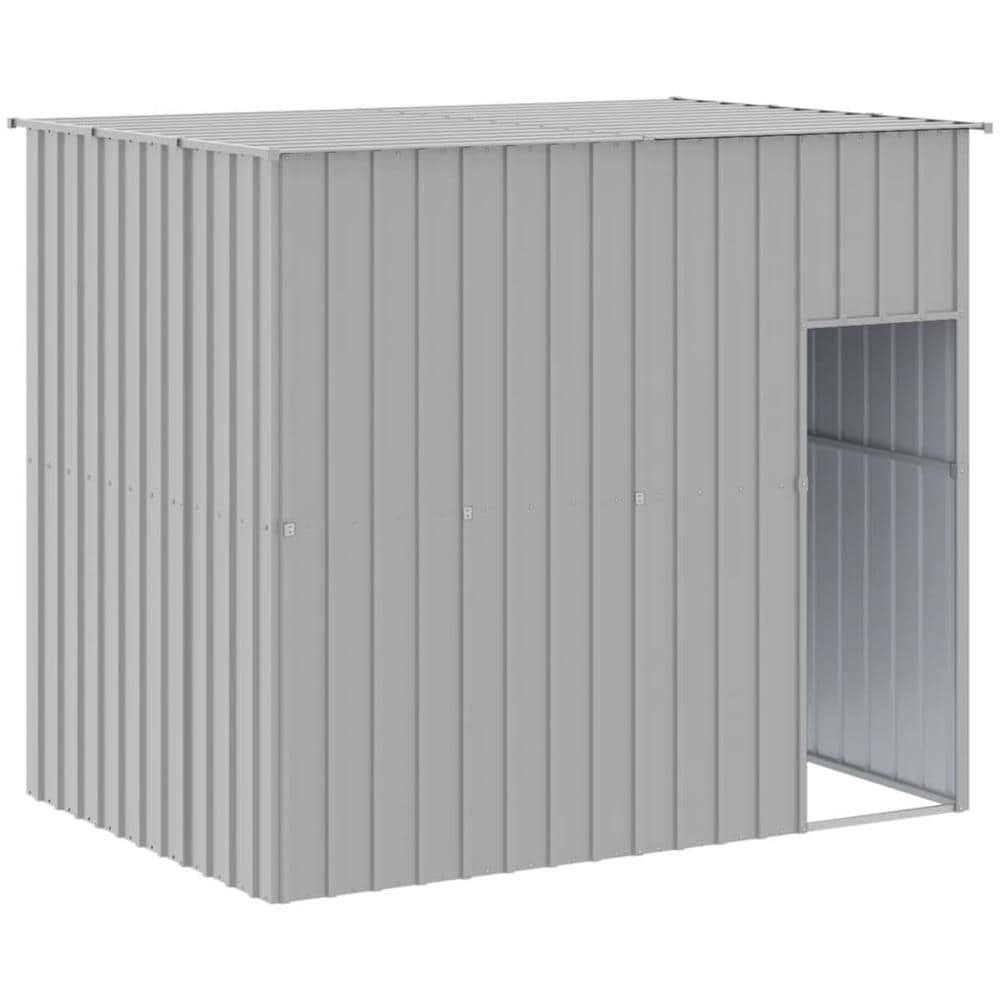 Casetta Cani Tetto Grigio Chiaro 214x153x181 Cm Acciaio Zincato - Foto 1