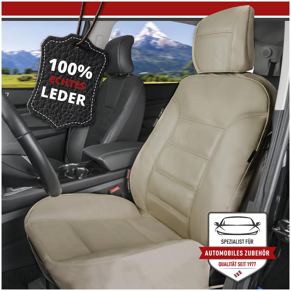 Coprisedili Auto Billy In Vera Pelle Beige Zipp-it - Foto 2