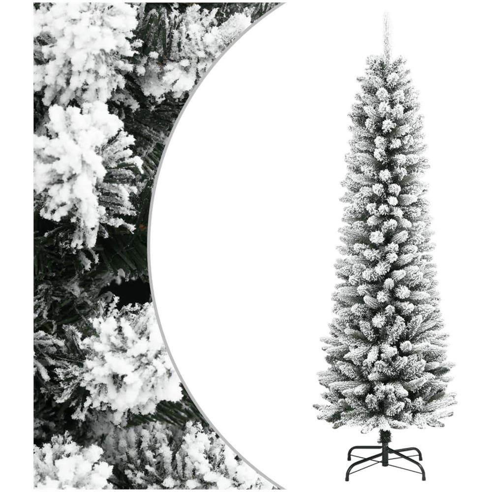 Albero Natale Artificiale Sottile Neve Floccata 120cm PVC e PE - Foto 1