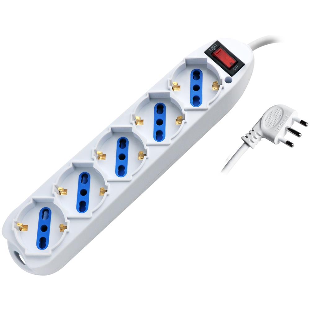 IUPS-PCP-LCSP10 - Multipresa 5 Posti Italiana Bipasso / Schuko con spina 10A - Foto 1