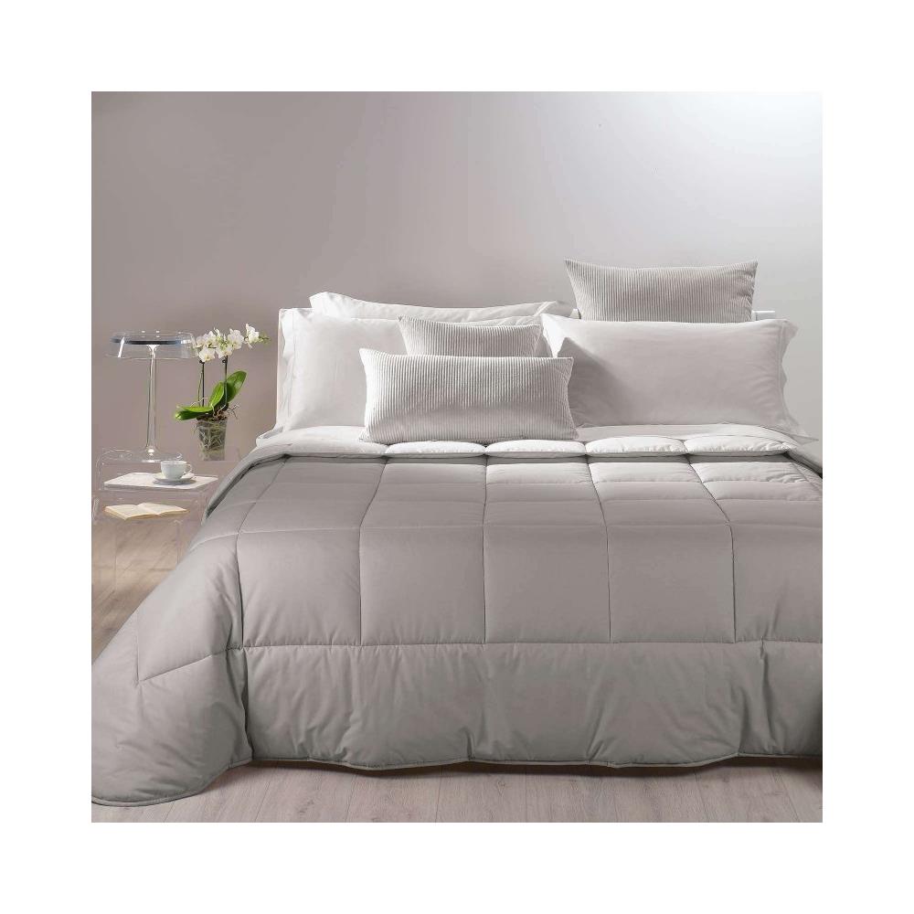 Trapunta Bicolor In Cotone Letto Matrimoniale Colore Grigio - Foto 1
