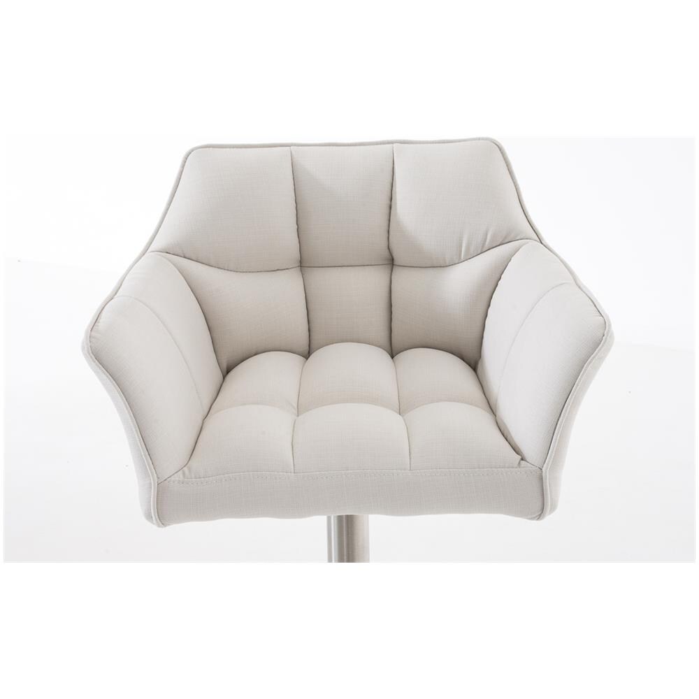 Sgabello Alto Bar Damaso I Sgabello Design Cucina Trapuntato in Tessuto con Braccioli E Schienale Imbottiti l Sedia Sgabello Bar Pub con Poggiapiedi Bianco Acciaio Inox - Foto 5