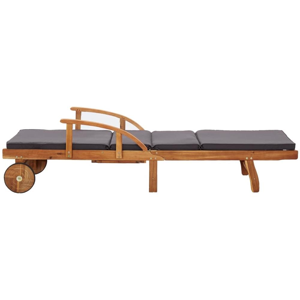 Lettino Prendisole con Cuscino in Legno Massello di Acacia - Foto 2