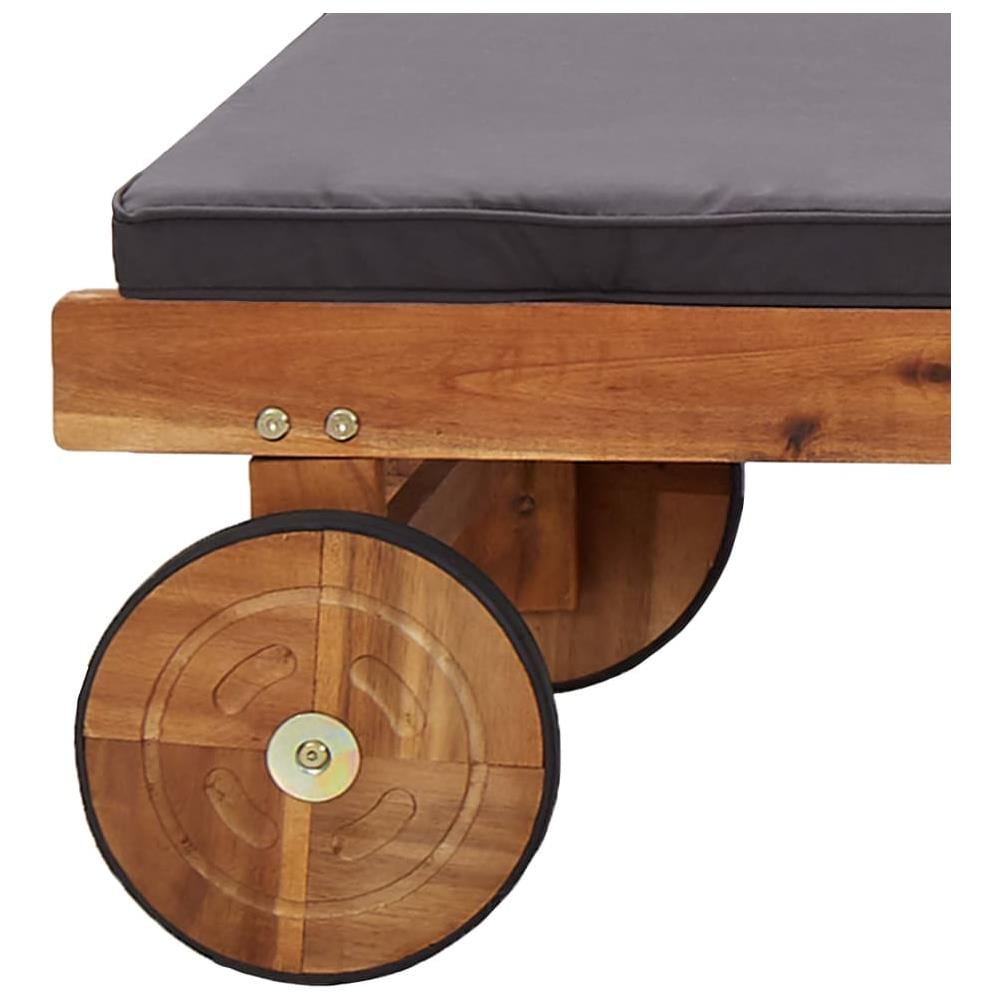 Lettino Prendisole con Cuscino in Legno Massello di Acacia - Foto 10