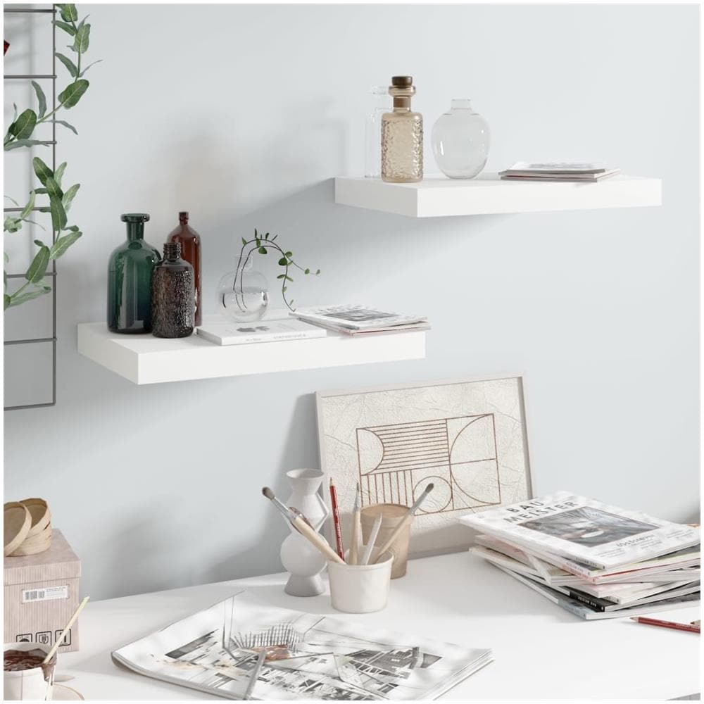 Scaffali A Parete 2 Pz Bianco Lucido 40x23x3,8 Cm In Mdf - Foto 1