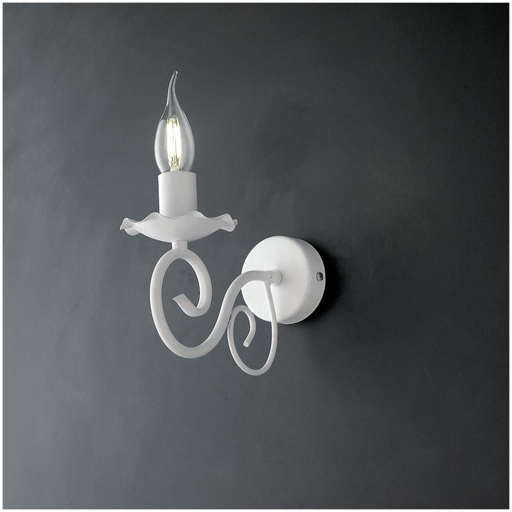 Applique Da Muro In Ferro Bianco Shabby Una Luce 17x H23 Cm - Foto 1