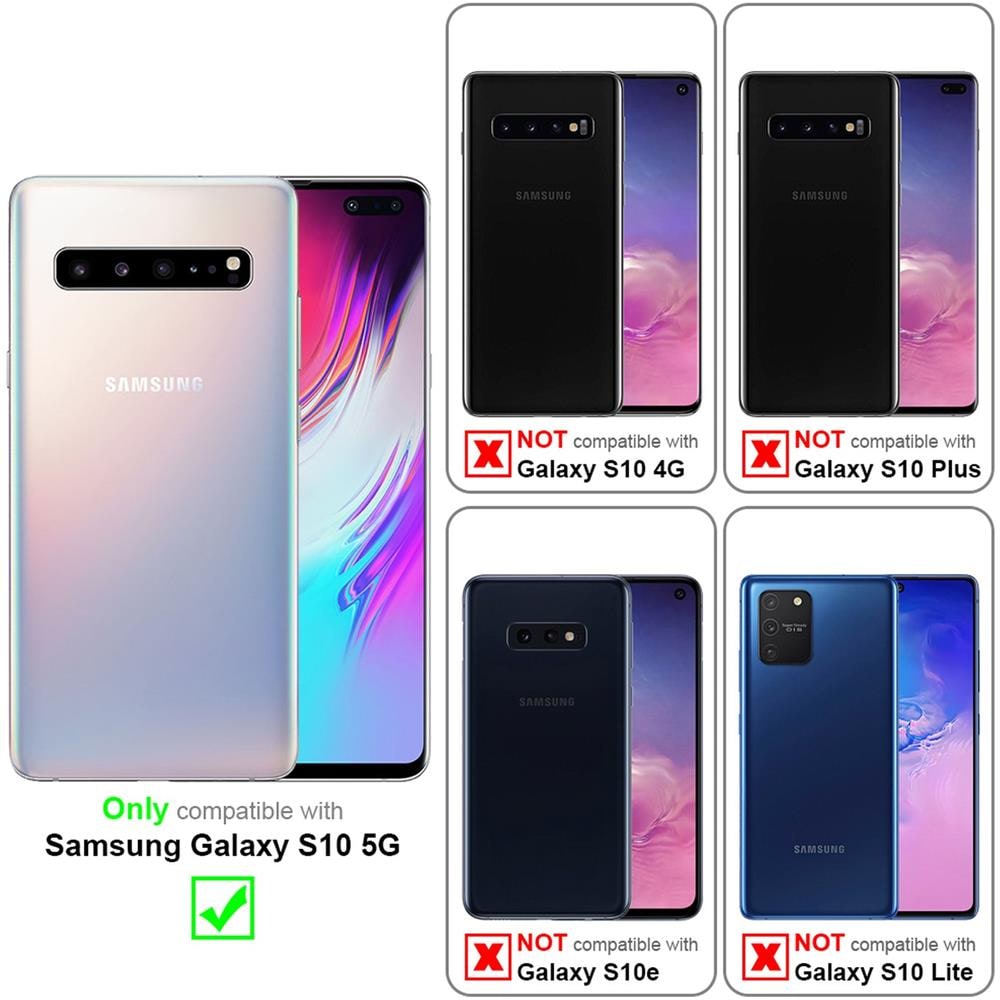Custodia Compatibile Con Samsung Galaxy S10 5g In Nero Profondo - Coperchio Protettivo In Silicone Tpu Con Applicazione Di Finta Pelle Nobile - Foto 2