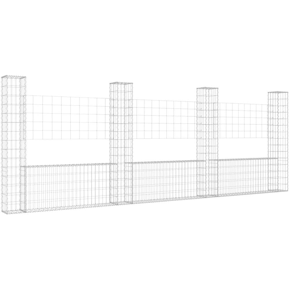 Cesto Gabbione A U Con 4 Pali In Ferro 380x20x150 Cm - Foto 1
