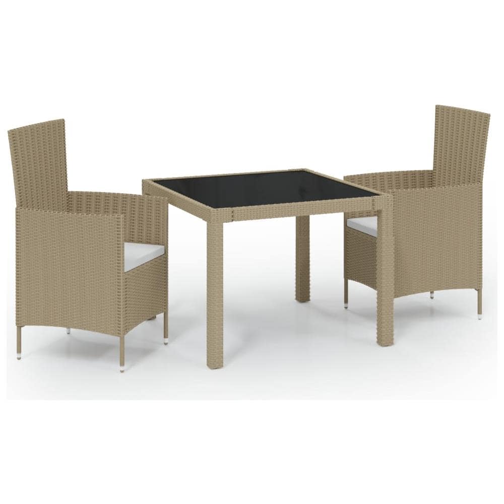 Set Mobili Da Giardino 3 Pz Con Cuscini In Polyrattan Beige - Foto 2
