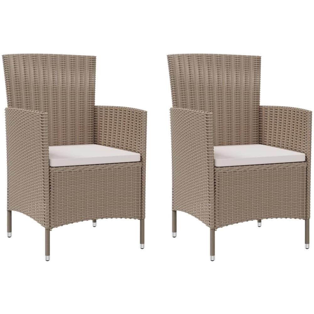 Set Mobili Da Giardino 3 Pz Con Cuscini In Polyrattan Beige - Foto 3