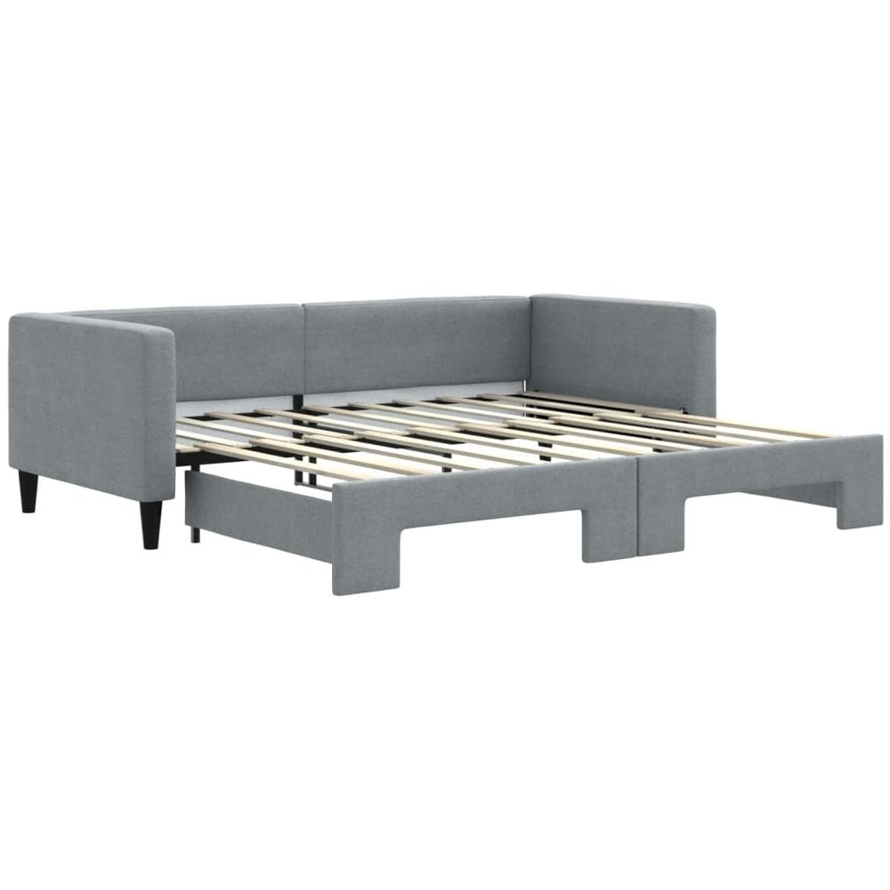 Divano Letto Con Letto Estraibile Grigio Chiaro 90x190 Tessuto - Foto 2
