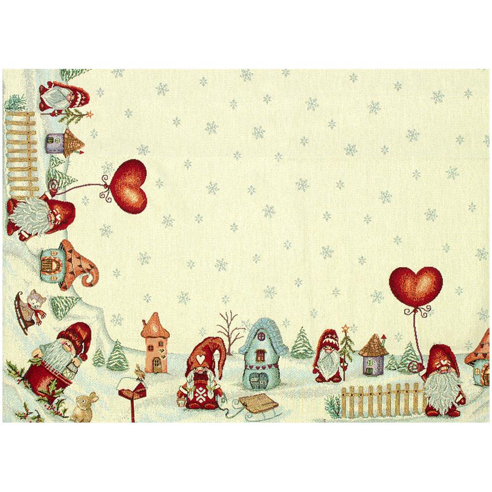 Tovaglia Natale Centrino Runner Tavolo Centrotavola Gnomo Fiocco Neve 100x100 Gnomo Fiocco Neve - Foto 2