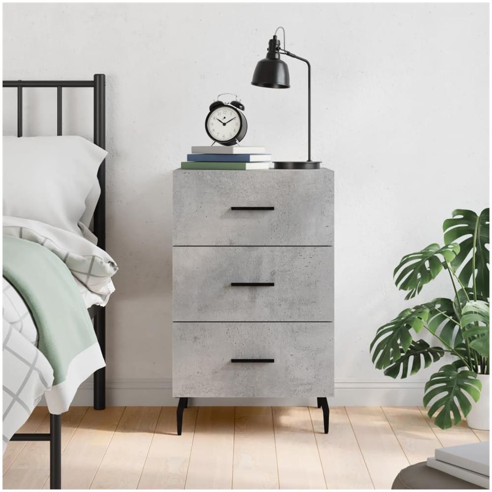 Comodino Grigio Cemento 40x40x66 Cm In Legno Multistrato - Foto 1