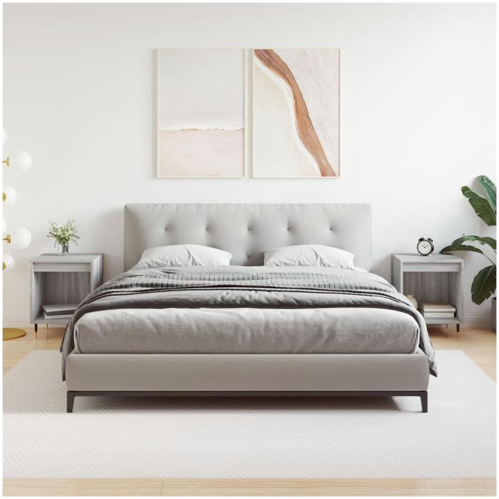 Comodini 2pz Grigio Sonoma 40x35x50 Cm In Legno Multistrato - Foto 1