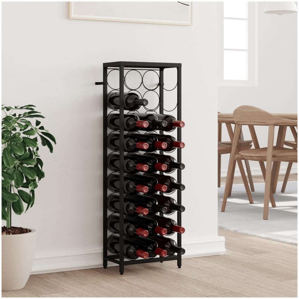 Portavini Da 27 Bottiglie Nero 34x18x100cm In Ferro Battuto - Foto 1