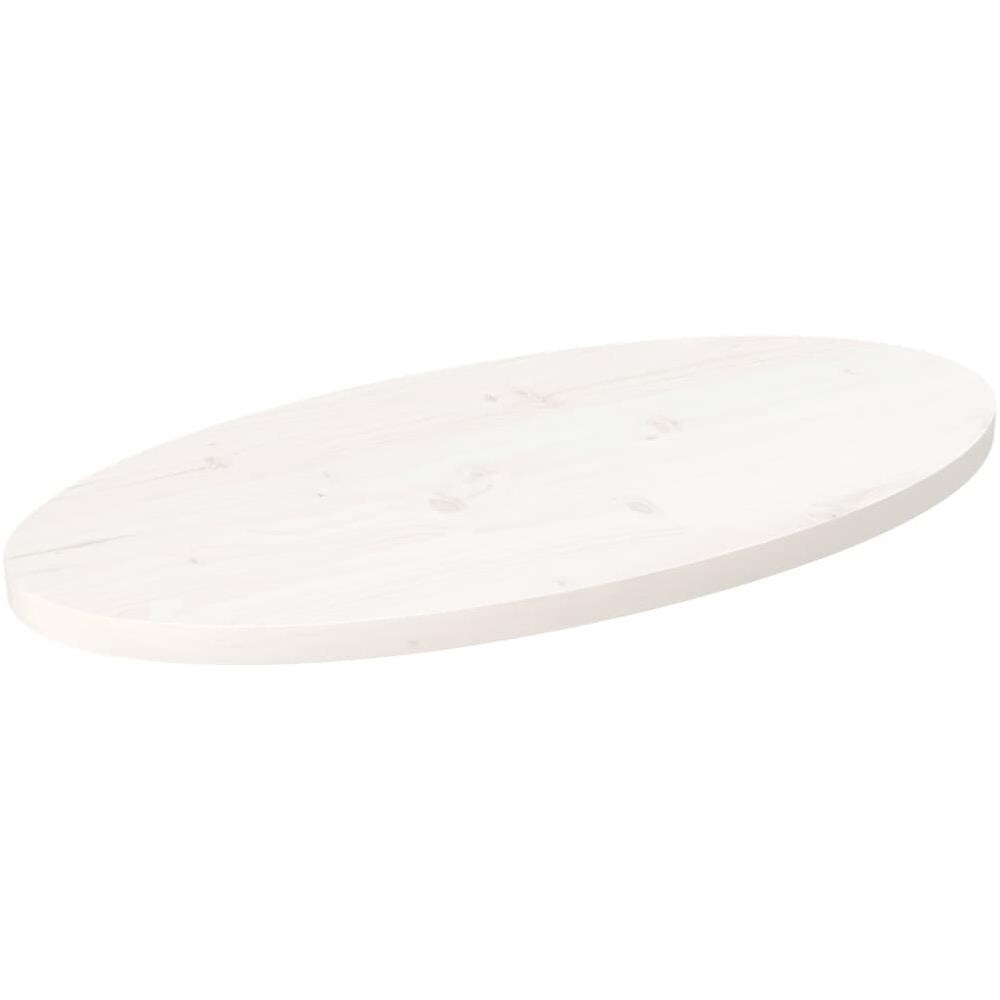 Piano Tavolo Bianco 70x35x2,5cm In Legno Massello Di Pino Ovale - Foto 1