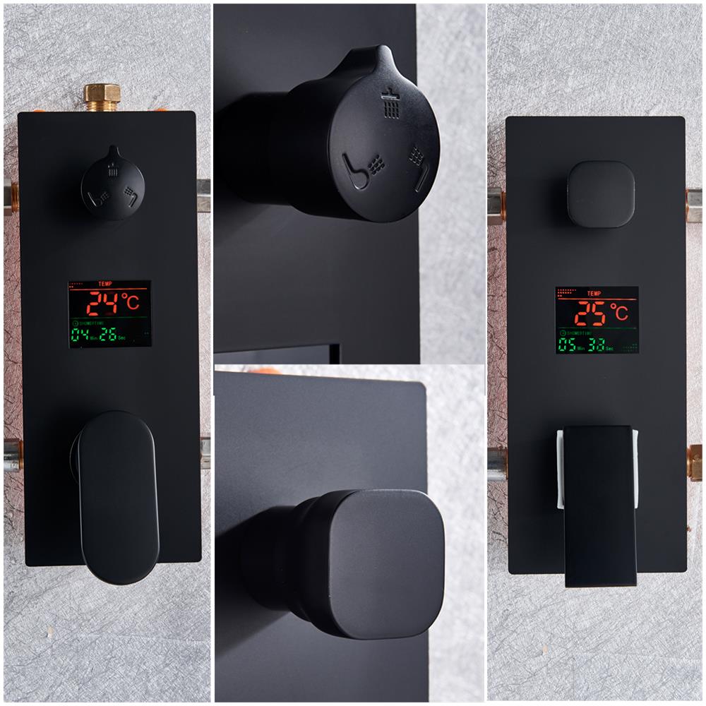 Set miscelatore doccia, Blackswan, tipo M3.18 LED, modello nero opaco con bocca girevole, misura 40 cm - Foto 4