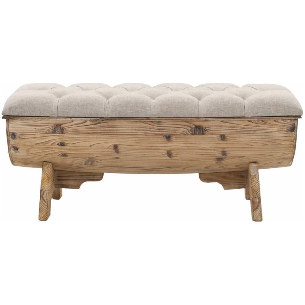Cassapanca In Legno Massello E Tessuto 103x51x44 Cm - Foto 2