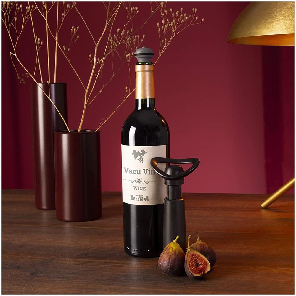 Set Salvavino Con Tappi Per Il Vuoto E Versatore Vacu Vin, 5 Pezzi Nero - Foto 2