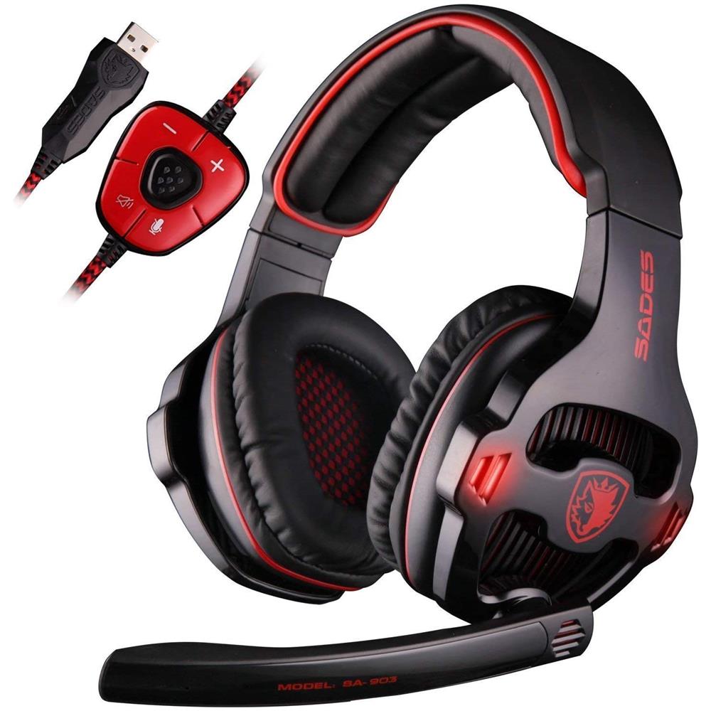 SADES - Sa903 Cuffie Gaming Headset 7.1 Virtual Surround Sound Cuffie Da  Gioco Usb Con Microfono Cuffie Da Gioco A Cancellazione Del Rumore  Intelligente Led Light For Laptop Pc Mac (nero E