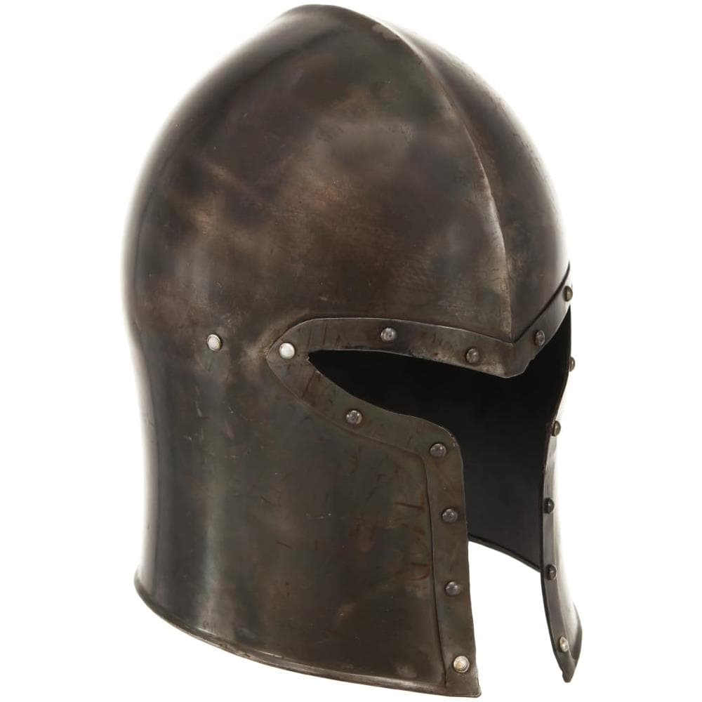 Elmo Da Cavaliere Medievale Antico Larp In Acciaio Argento - Foto 1
