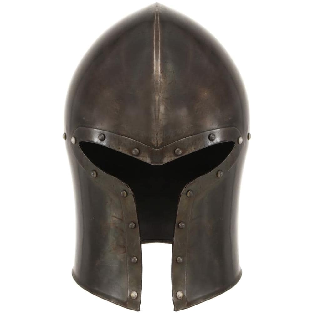 Elmo Da Cavaliere Medievale Antico Larp In Acciaio Argento - Foto 3