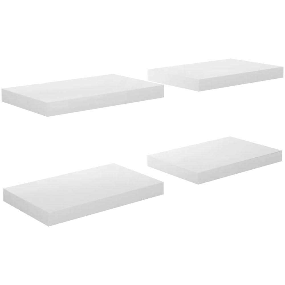 Scaffali A Parete 4 Pz Bianco Lucido 40x23x3,8 Cm In Mdf - Foto 2