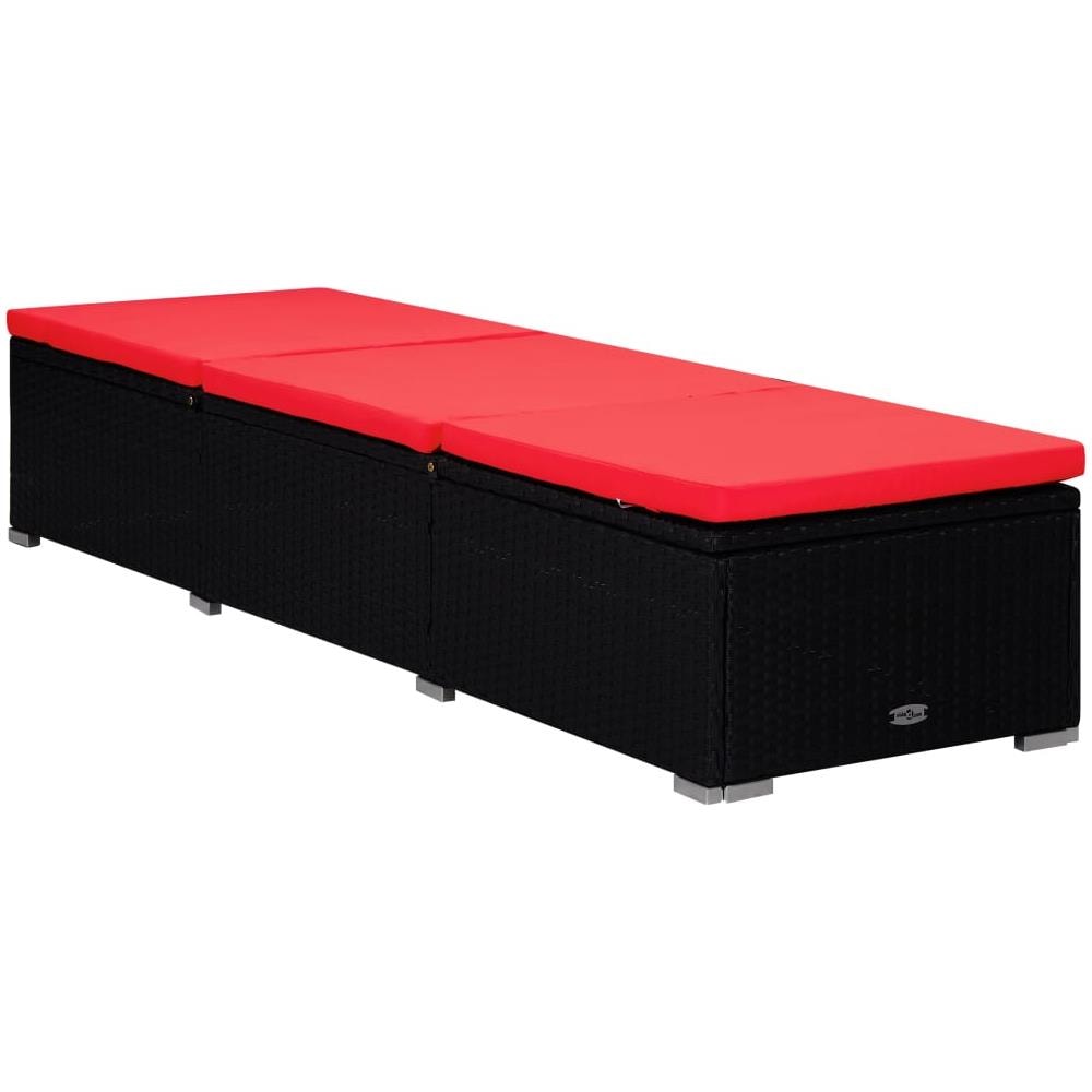 Lettini Prendisole Con Tavolino 3 Pz In Polyrattan Nero - Foto 2
