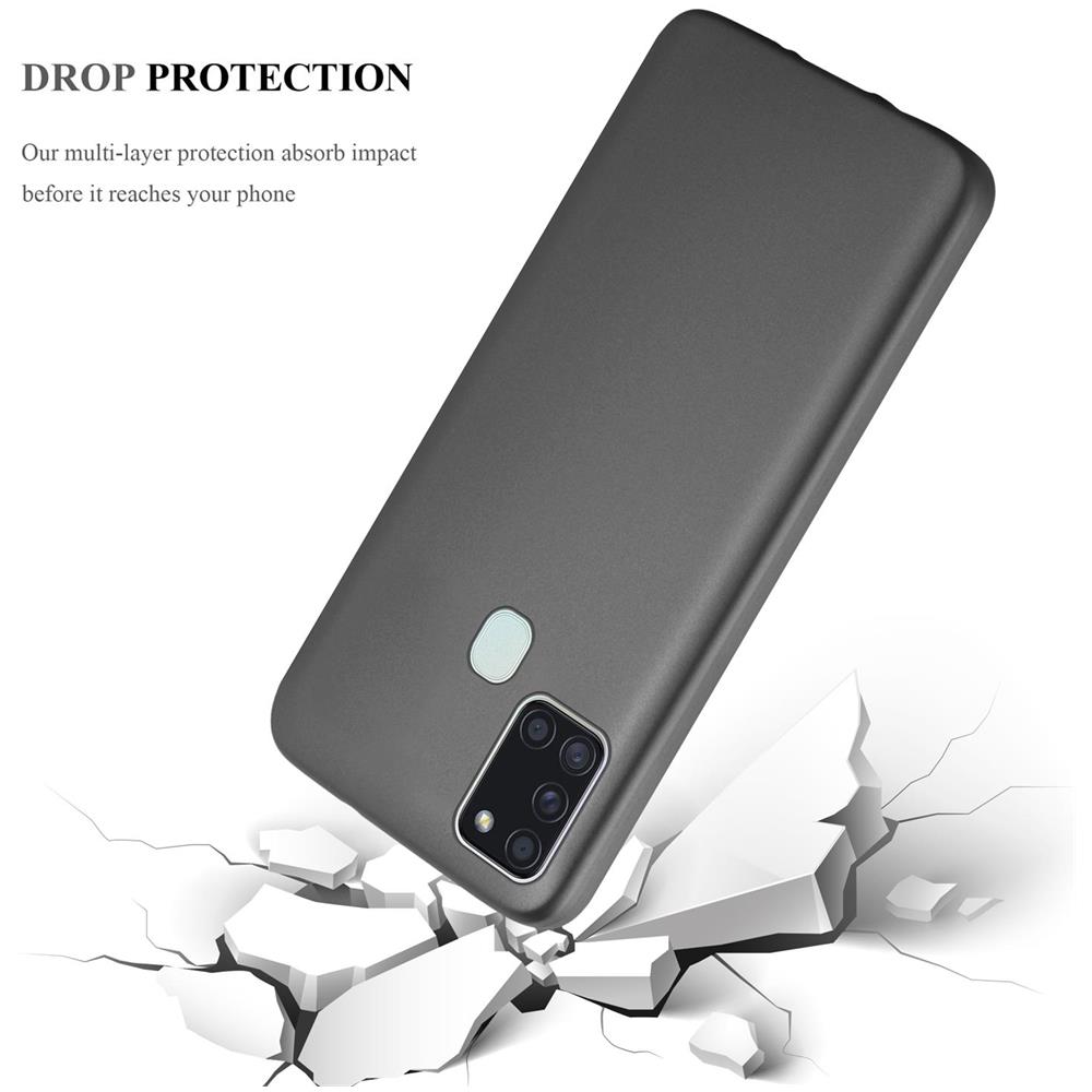 Custodia Compatibile Con Samsung Galaxy A21s In Grigio Metallico - Coperchio Protettivo In Silicone Tpu Flessibile - Foto 7