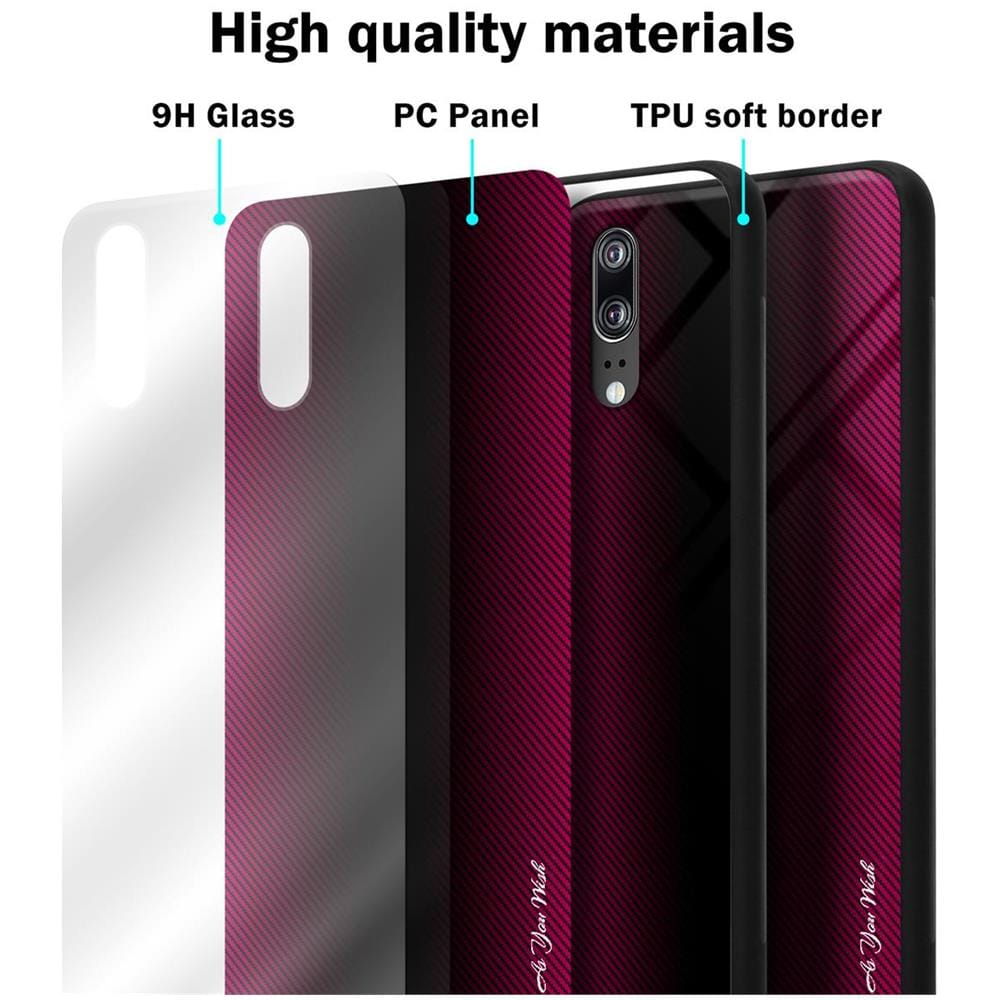 Custodia Compatibile Con Huawei P20 - Ottica A Strisce In Cremisi Rosa - Coperchio Protettivo In Vetro Temperato E Silicone Tpu - Foto 7