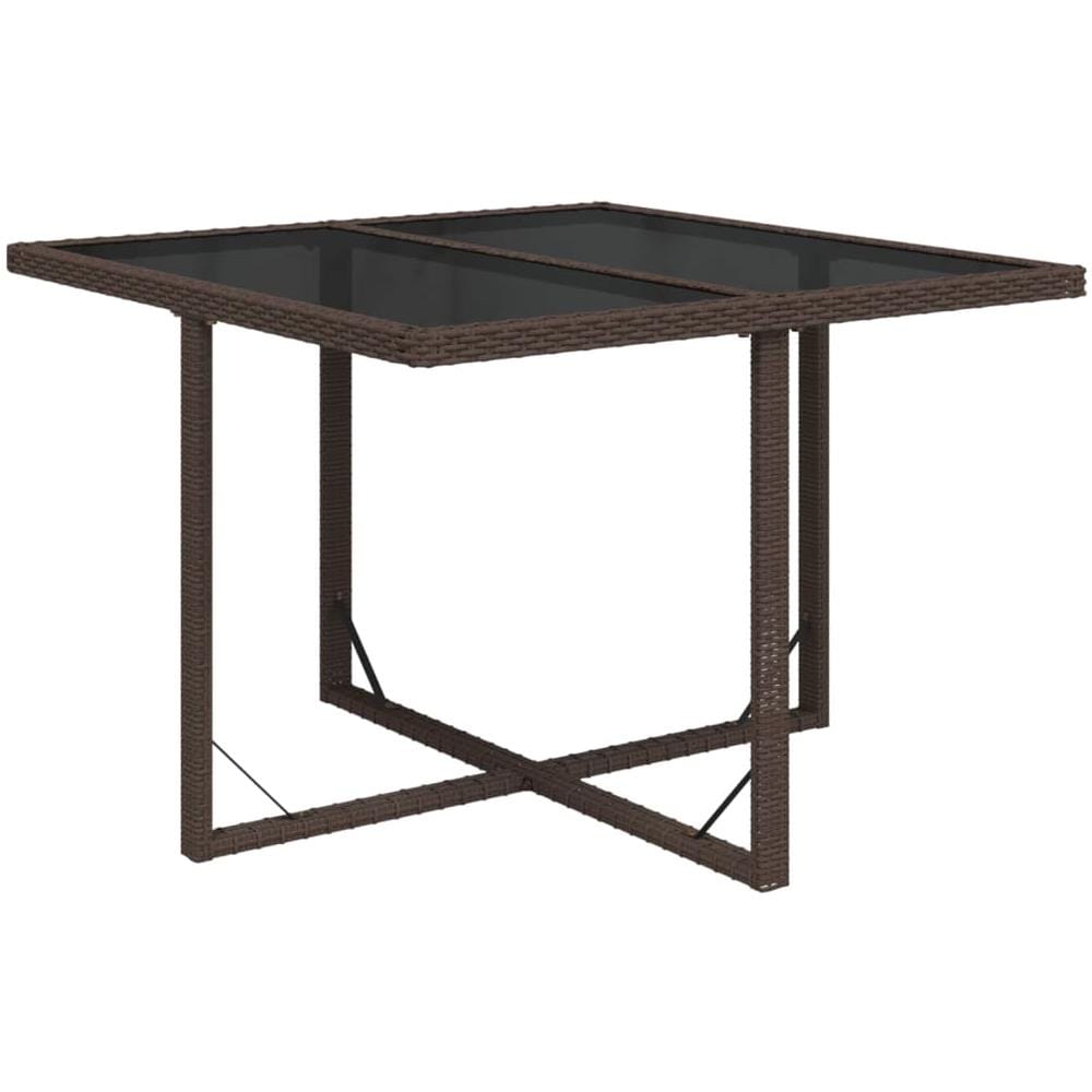 Tavolo Da Giardino Marrone 109x107x74 Cm In Polyrattan E Vetro - Foto 2