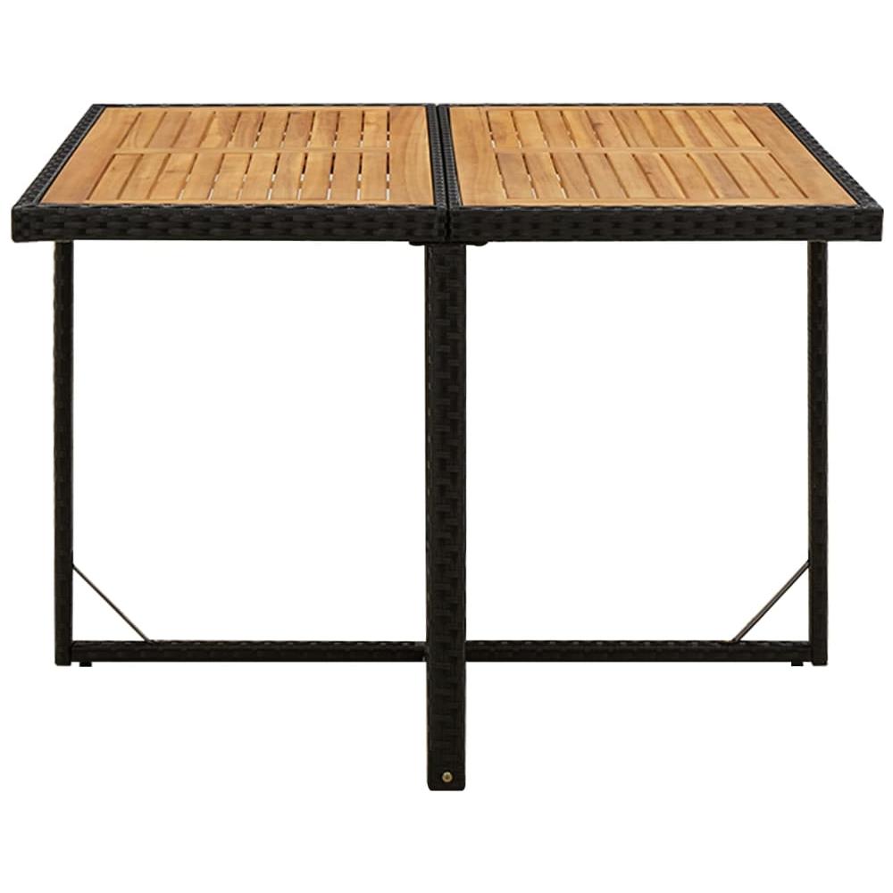 Tavolo Giardino Nero 109x107x74 Cm Polyrattan E Massello Acacia - Foto 2