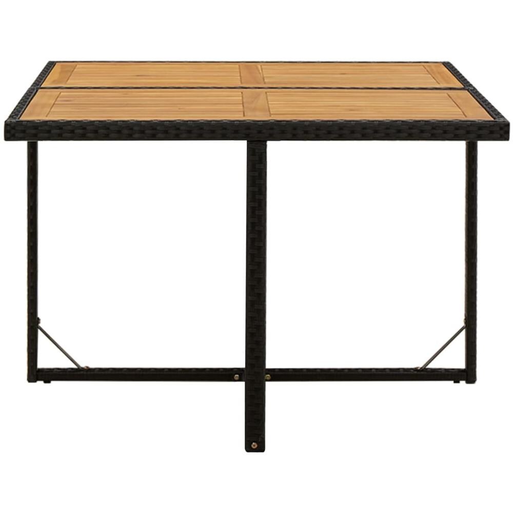 Tavolo Giardino Nero 109x107x74 Cm Polyrattan E Massello Acacia - Foto 3