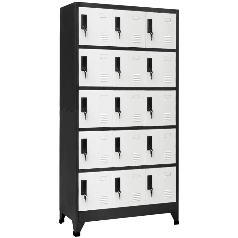 Armadietto Con Serratura Antracite E Bianco 90x40x180cm Acciaio - Foto 1