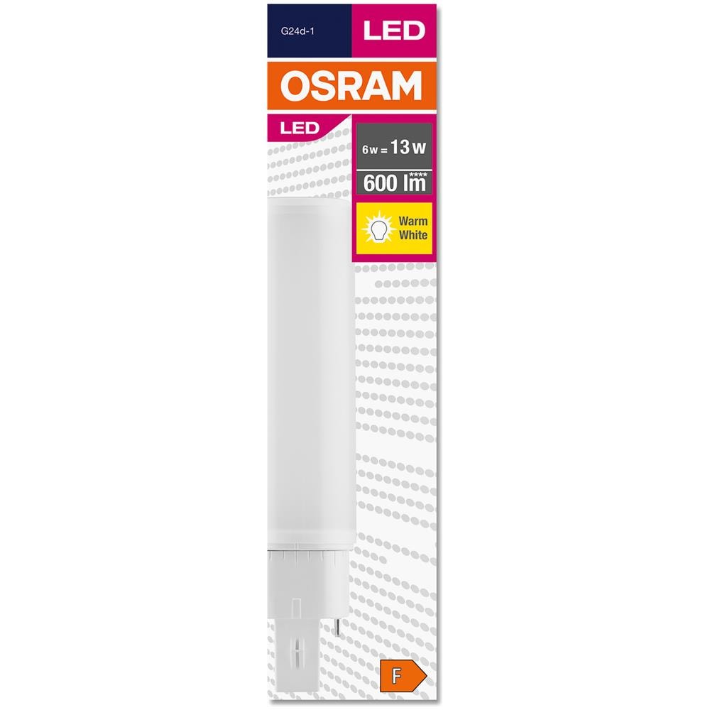 Dulux D Led Em & Ac Mains / Tubo Led: G24d-1, Lunghezza: 148 Mm, 6 W, 13 W Sostituzione Per, Opaco, Warm White, 3000 K - Foto 2